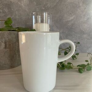 Crate & Barrel Kahla Mug Solid White Minimalist Germany 4 1/2”x 3 1/8”